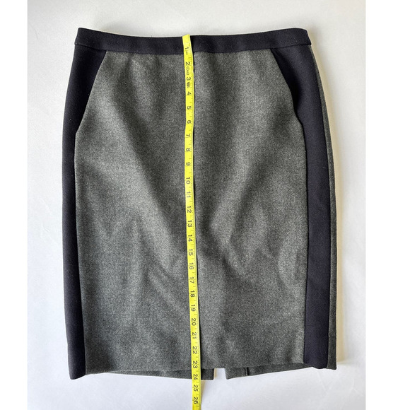 J.Crew // Number 2 Gray & Blue Wool Color-block Pencil Skirt, Size 6 - Picture 2 of 7